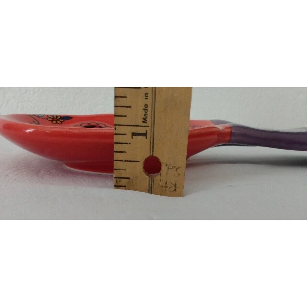 Sugar Skull Spoon Rest Halloween Decor Red & Purple Dia de Los Muertos Kitchen